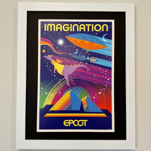 Disney Figment Dreamfinder Imagination EPCOT Framed & Matted Art Print - Picture 2 of 4